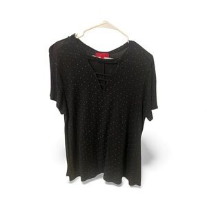 Jennifer Lopez Black Polka Dot Top - Size Large